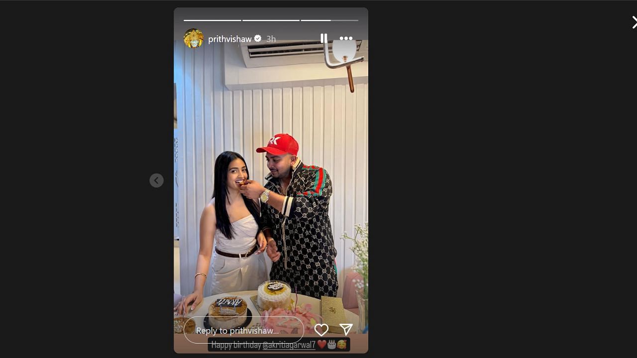 पृथ्वी शॉ इंस्टाग्राम स्टोरी (photo credit: instagram/prithvishaw)